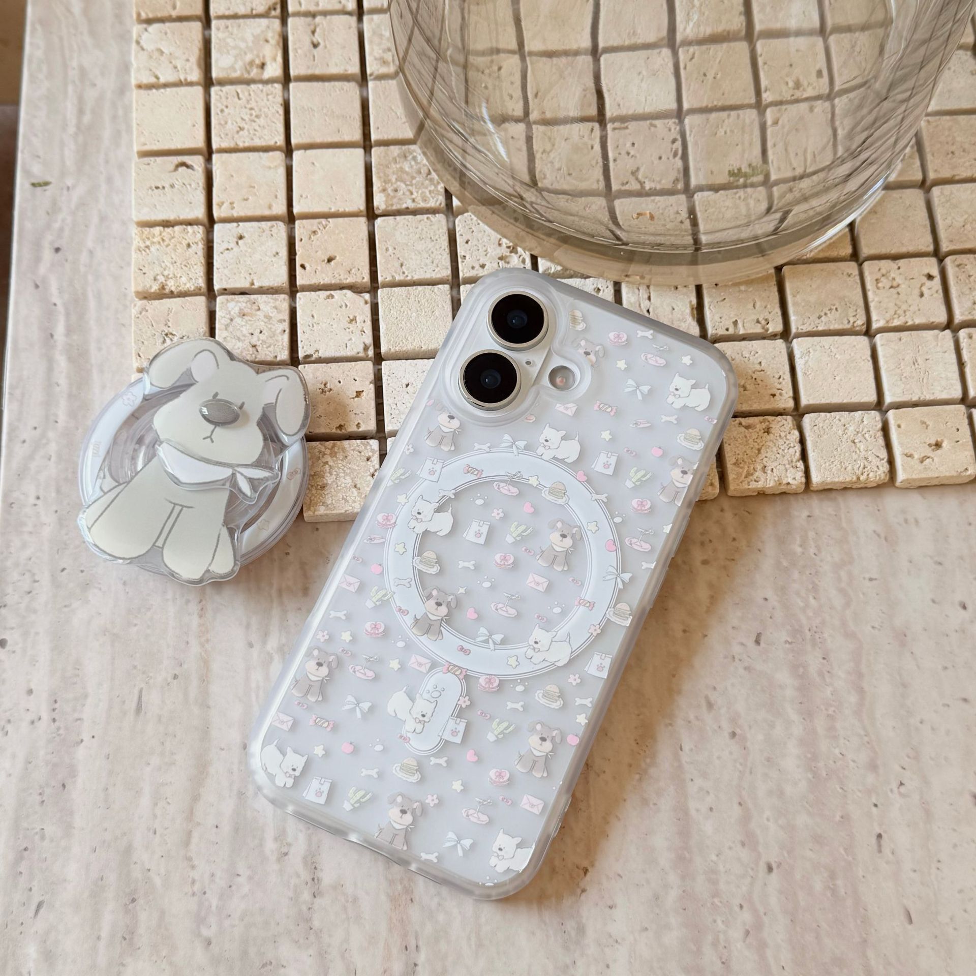 El cachorro de arco de pantalla completa lindo de nicho es adecuado para Apple 16ProMax funda para teléfono móvil 15Pro magnético 14/13 hembra