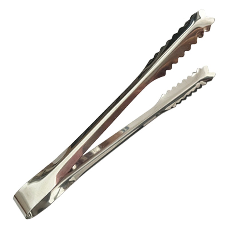 Thickened Non-Slip 304 Stainless Steel Ice Tongs, Gold-Colored Tongs, Ice Cube Tongs with Magnetic Charcoal Clip, Commercial Kitchen Food Tongs