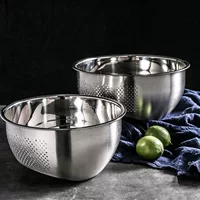 Customized 304 stainless steel drain basin multi-functional rice washing artifact rice washing sieve drain basin household basin kitchen drain basket