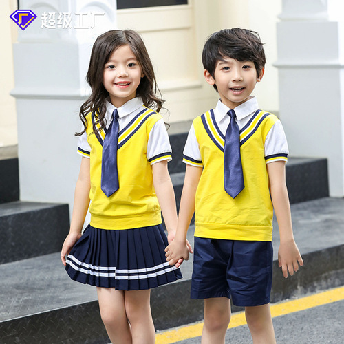 Summer school uniforms, kindergarten uniforms, summer clothes, new college style primary school uniforms, children's sportswear two-piece set