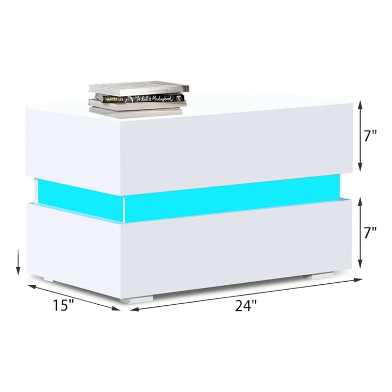 Moderno minimalista hogar dormitorio mesita de noche con cama de almacenamiento de luz LED armario de la cabeza gabinete de almacenamiento nórdico