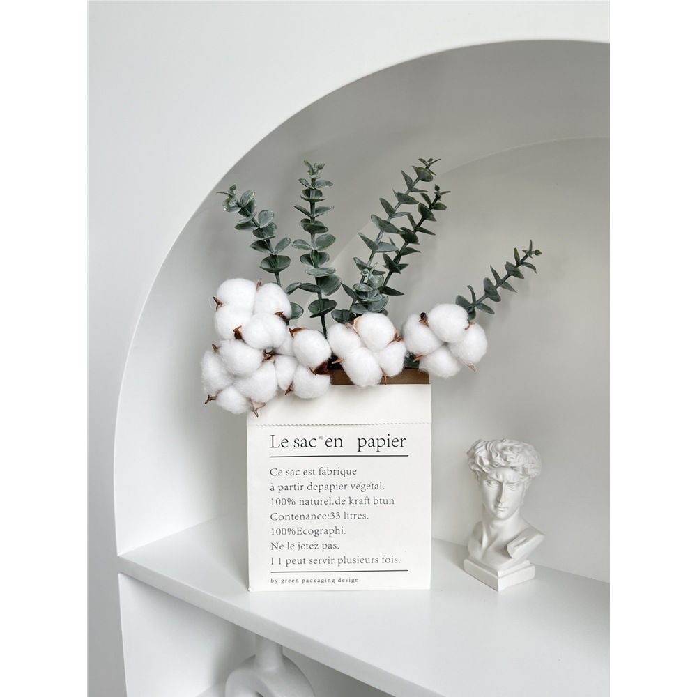 2026韩风ins绿植树叶创意北欧家居装饰品尤加利纸袋干棉马年