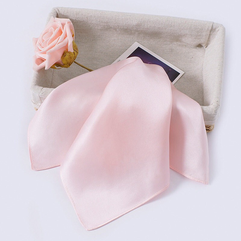100% Silk Handkerchief, Pure Silk Solid Color Small Square Scarf, Portable Versatile Pocket Scarf, New Summer Breathable Handkerchief Trend