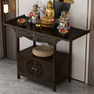 Buddhist Altar for Home Use, Incense Table, Shrine, New Chinese Style Standing Cabinet, Buddha Statue, Offering Table, Incense Table, Bamboo