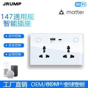 147matter Smart Socket homekit Smart Socket Wall WIFI Socket with U C General English Rules