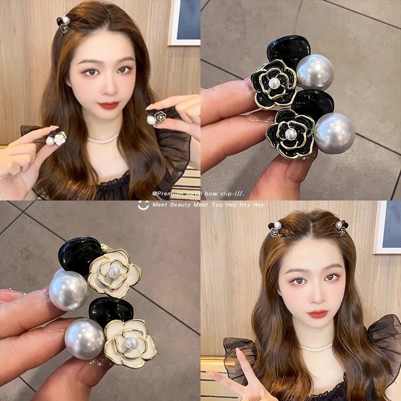 Elegante princesa cabeza pequeño clip 2024 nuevo de alta calidad Camellia perla Bangs clip horquilla clip superior accesorios para el cabello para las mujeres