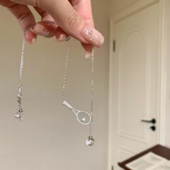 百搭清冷感拉丝羽毛球拍项链女vingate个性百搭颈链小众设计吊坠