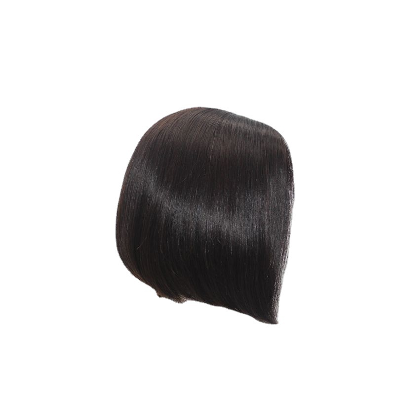 Factory wholesale star with full real hair wig ladies short straight hair partial natural fluffy temperament bobo head