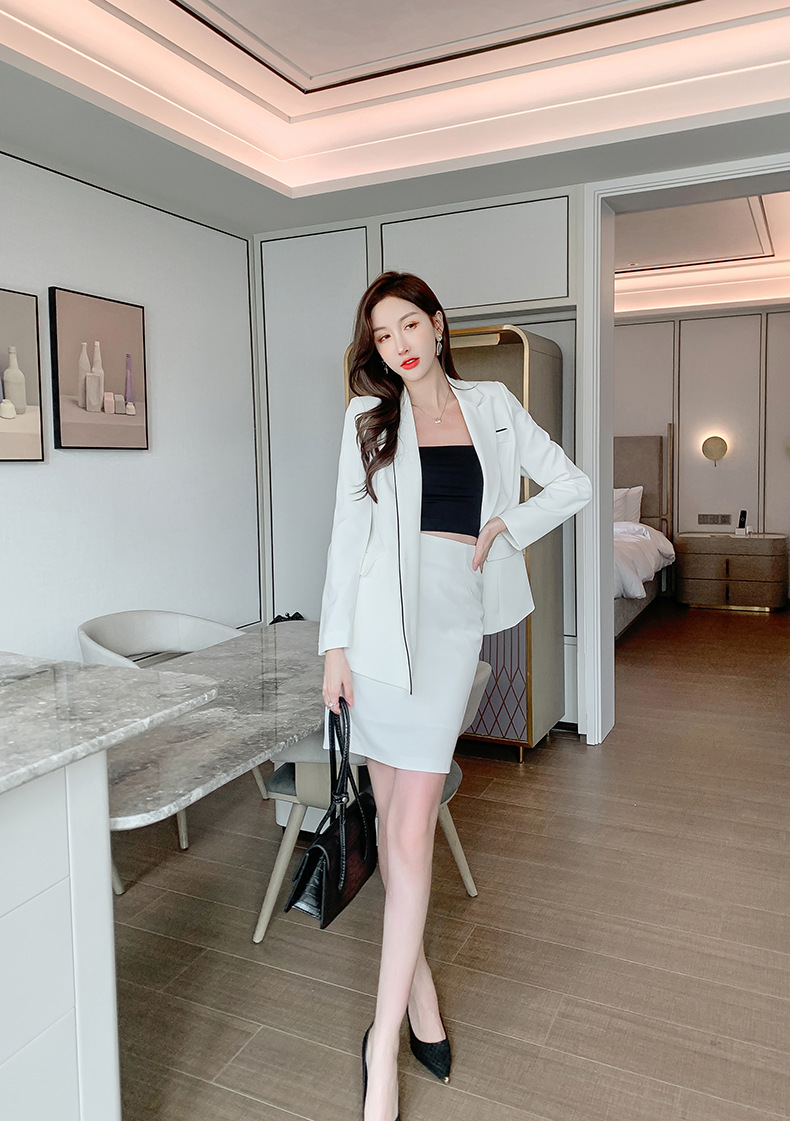 Set công sở nữ áo vest blazer và chân váy hai mảnh kiểu mới — Màu trắng chi tiết 7