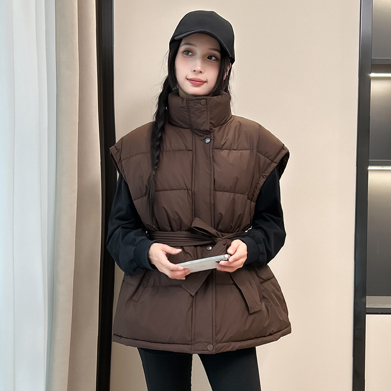 收腰棉服背心马甲女秋冬新款立领2025年韩版宽松时尚加厚洋气外套|undefined
