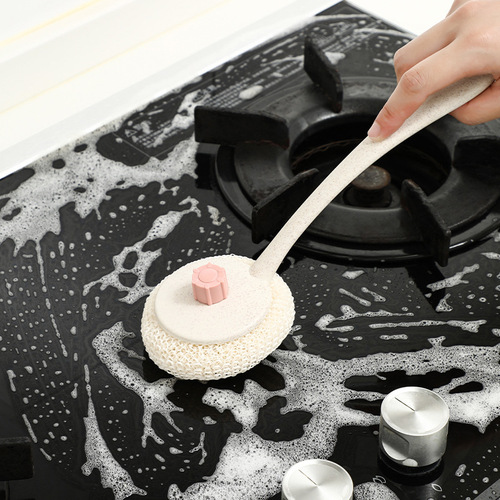 Bamboo fiber long-handled pot brush, sink and stove sanitary cleaning brush that does not damage the pot, pot washing brush, pot brushing artifact wholesale