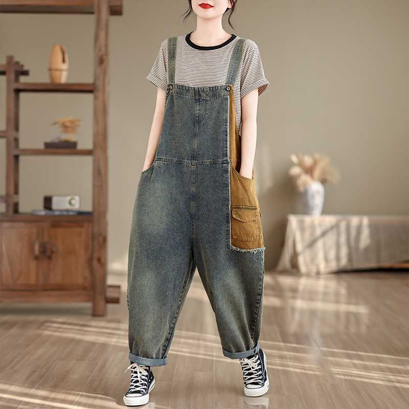 Summer denim overall, trousers, flashlight, (Physicals), plus size, oversize