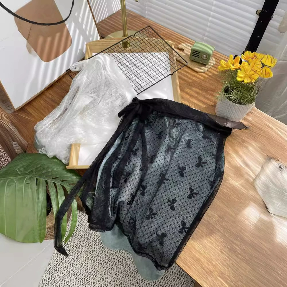 Атмосфера дополнительные точки ~ ниша Южная Корея кружевной вышитый кружевной Фартук женский весенне-летнее перекрытие Прозрачная Юбка пердит занавеска