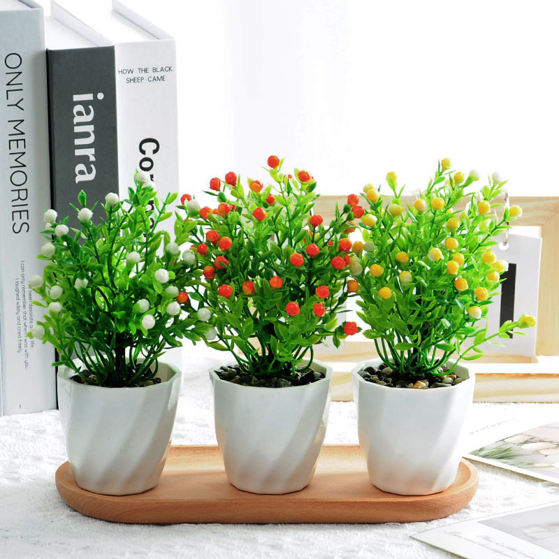 Simulación planta de escritorio bonsai plantas verdes en macetas decoración de oficina interior flor artificial decoración de flores falsas pequeña Milán