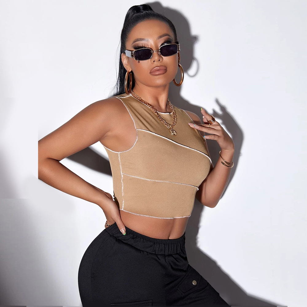 Voya 2026 Summer European And American Bestseller Solid Color Slim Fit Sleeveless Versatile Tank Top For Women_ecoleips.com