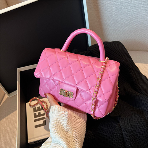 Diamond embroidery small bag for women  early autumn new fashion chain crossbody bag popular texture handheld small square bag