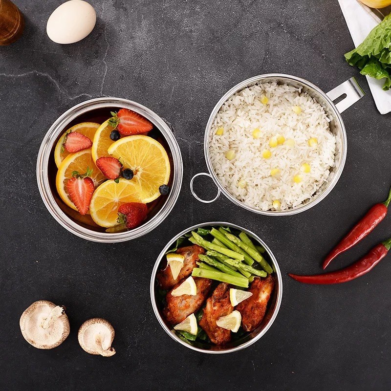 Multifunctional Layered Stainless Steel Fast Food Cup 304 Portable Sealed Heat Preservation Bowl with Lid