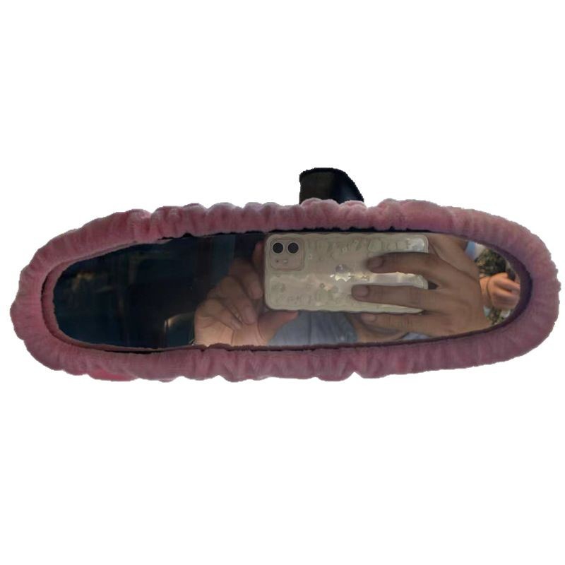 Transfronteriza fábrica directa de Amazon automóvil interior de automóvil cubierta de espejo retrovisor masculino y femenino espejo de peluche super suave image 5