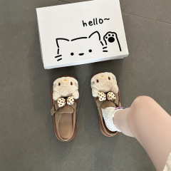 可爱卡通凯蒂猫毛毛鞋女2025秋冬新款外穿通勤舒适透气包头拖鞋潮