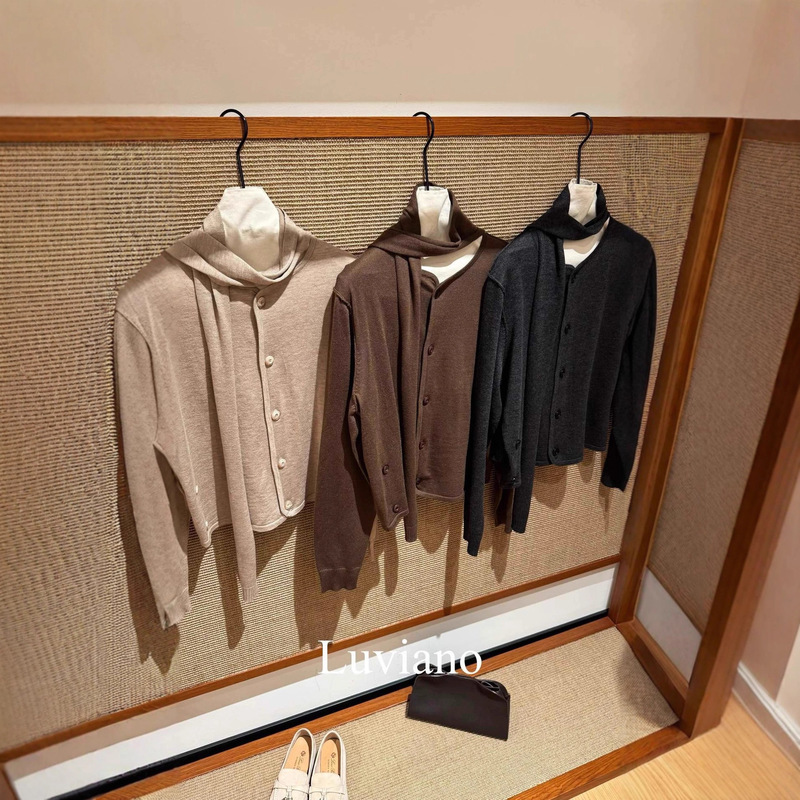 Shenzhen Nanyou 2025 New Autumn and Winter Lem Style Wool Blended Ribbon Scarf Style Lace-Up Knitted Cardigan Sweater