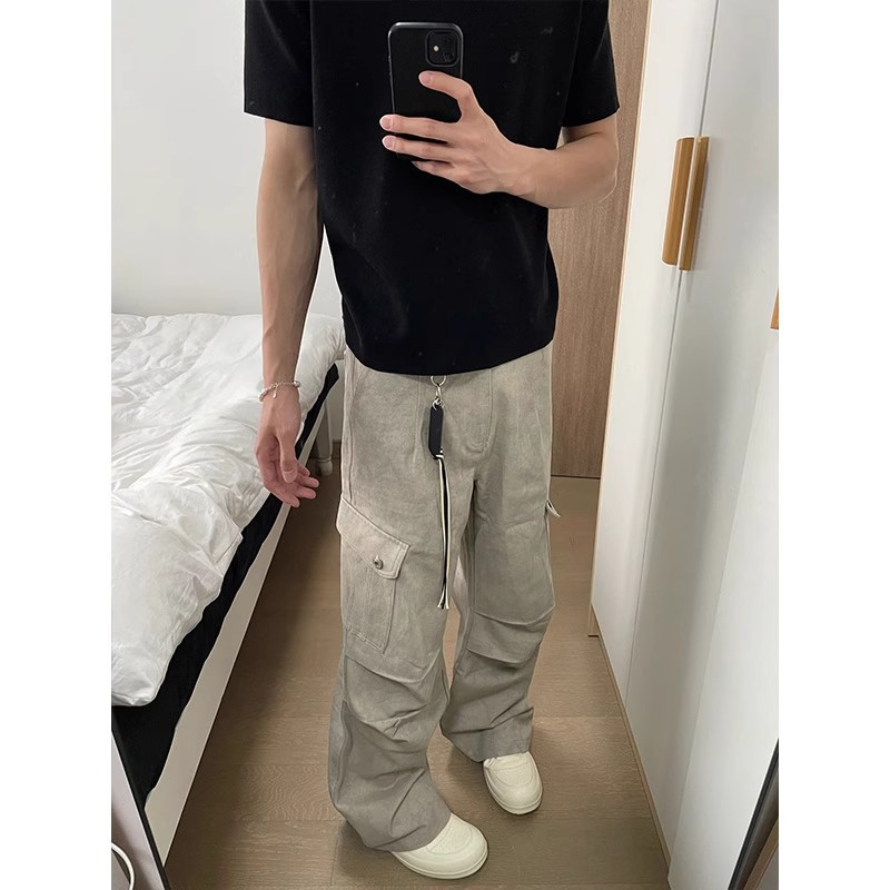cleanfit dark pattern camouflage overalls men's spring and autumn American style paratrooper pants straight wide leg micro-pants