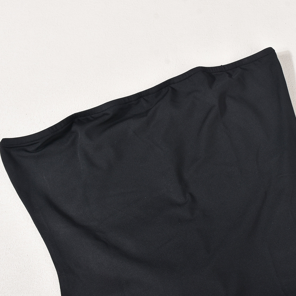 Women Clothing off Neck Stitching High Elastic Slit Slim Fitting Jumpsuit