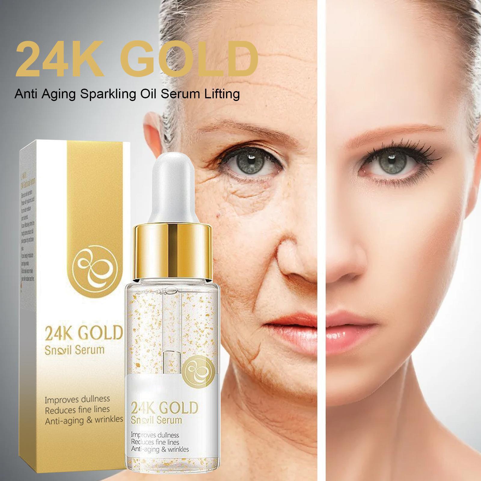 24K Gold Anti-Aging Shining Oil Essence Facial Firming Skin Anti-Wrinkle Corner Fine Line Law Line Wrinkle Lacquer