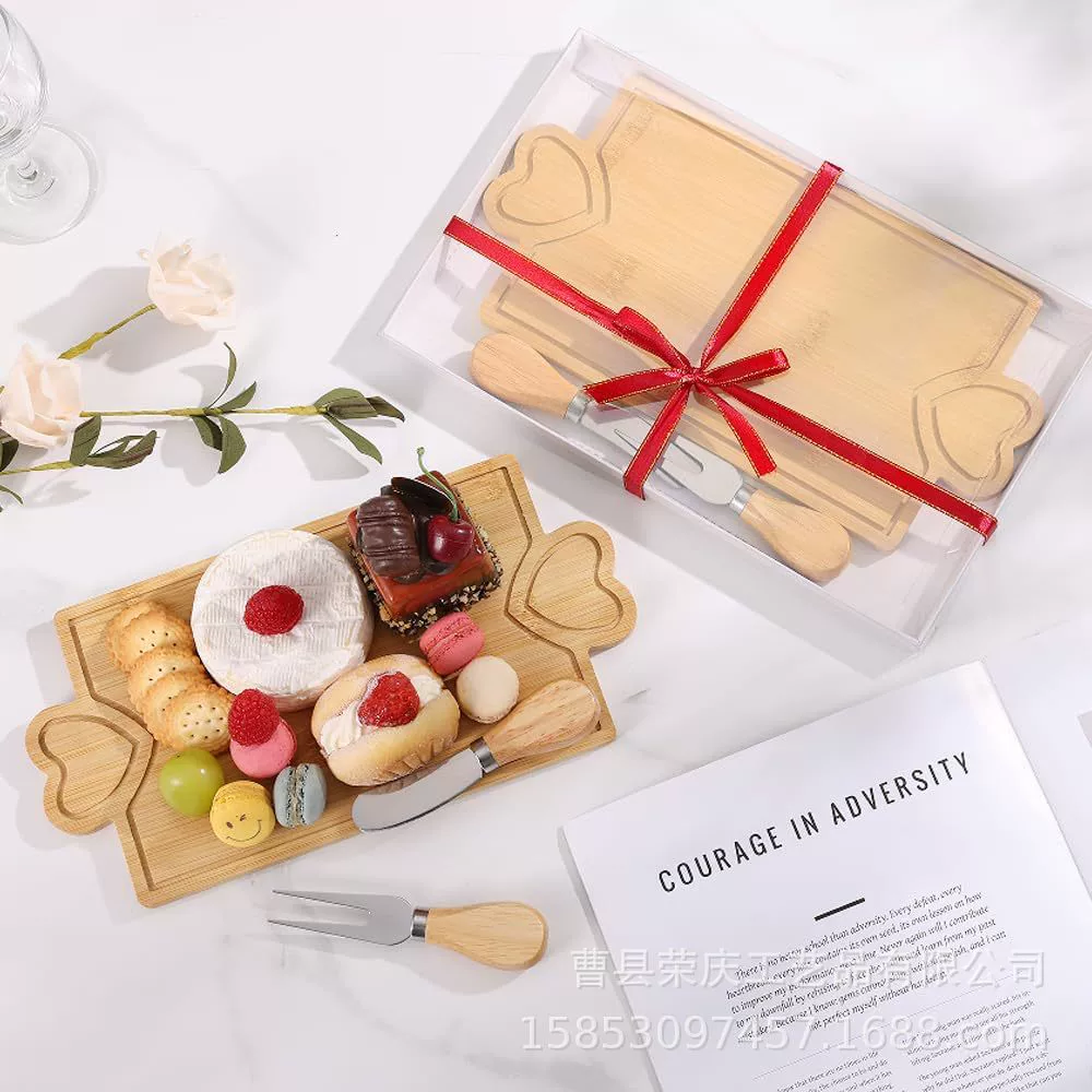 Бамбуковая доска для приготовления пищи для гостей вечеринка подарок мини-сырная доска с ножом и вилкой для свадьбы