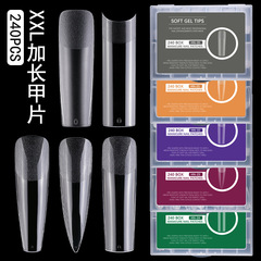 Acrylic nail extensions XXL square nails semi-transparent sanding matte invisible waterdrop trapezoid false nail stickers 240 pieces