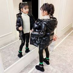 2025 新しいスタイルの女の子のファッション厚い子供のミドル丈の綿の服韓国風の綿の服