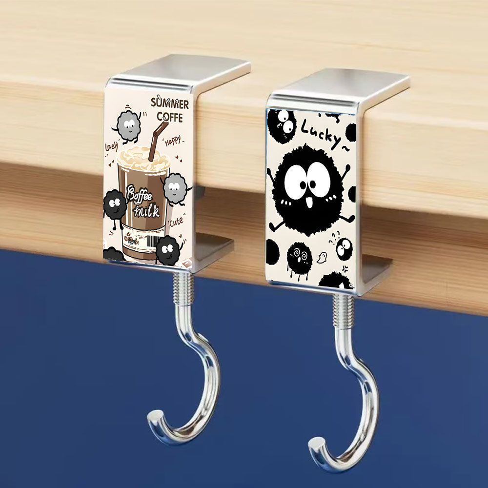 gancho de bolsas de carbón de dibujos animados para estudiantes de escritorio fuerte portante sin perforación móvil sin clavos gancho general portátil