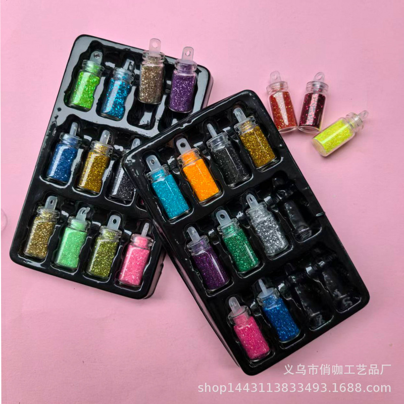New Product 24-Color Glitter Powder Glow-In-The-Dark Powder Kidsren's Makeup Tattoo Set Party Stage Shiny Makeup Temporary Tattoo