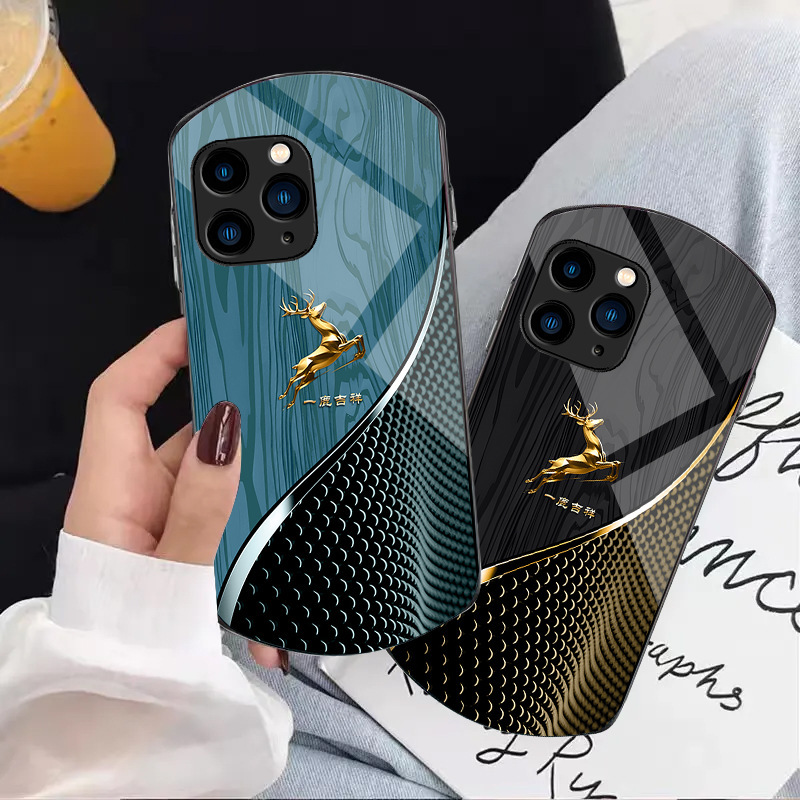 Applicable to Apple 11/12-Deer Auspicious 13 Oval 14 Wood Grain 15 Wave Point Plus Anti-fall SE Arc Max Full Package Applicable to Apple 11/12-Deer Auspicious 13 Oval 14 Wood Grain 15 Wave Point Plus Anti-fall SE Arc Max Full Package