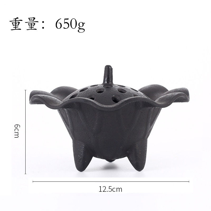 Pequeño quemador de incienso de hierro fundido para interiores, pequeño quemador de incienso de hierro crudo, decoración suave creativa, estufa de tres patas de metal, mesa de té, accesorios de camino de incienso