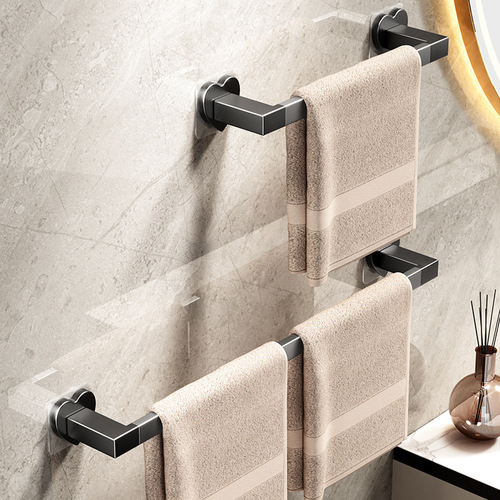 New-style towel rack, drill-free towel holder, bathroom & toilet storage shelf, suction-cup design, single-bar towel bar for restrooms
