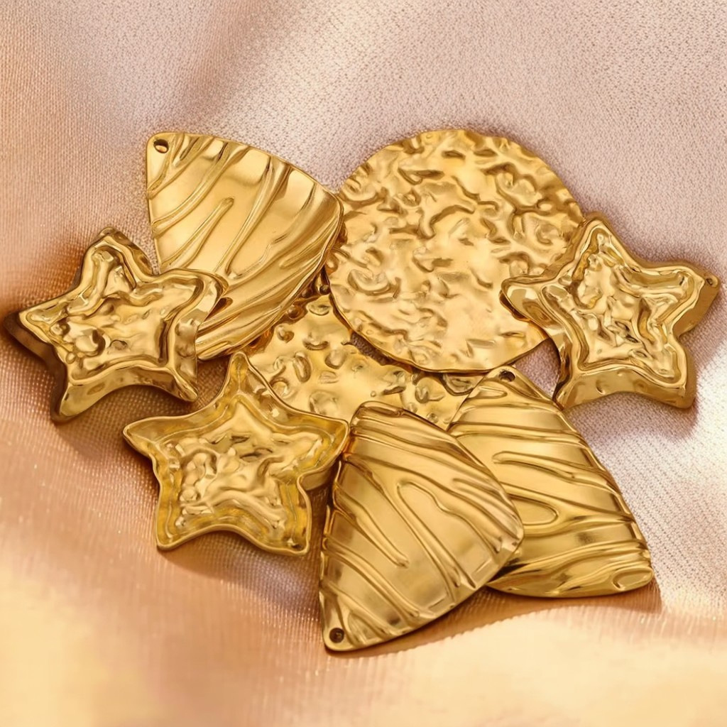 Acero inoxidable pentagonal concha de titanio colgante colgante colgante collar de titanio 18K oro color protector accesorios collar acero titanio joyería DIY