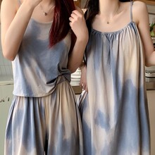 中长款性感睡裙女士夏季吊带新中式带胸垫一体睡衣大码纯棉家居服