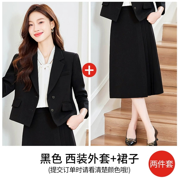 Classic suit jacket, pleated skirt