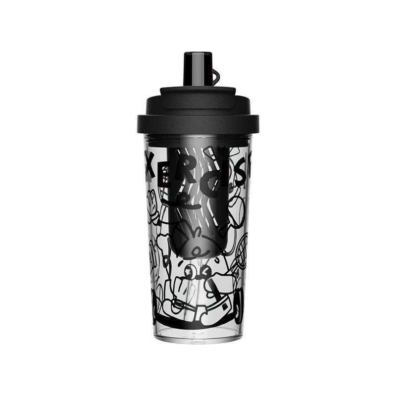 High quality plastic summer straw with glass, capacious handheld coffee tea cup for elementary school students