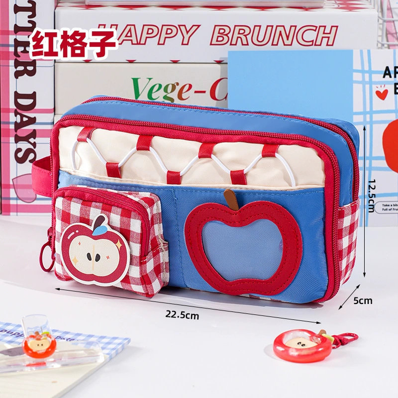 Apple, capacious pencil case, cute stationery for elementary school students, universal storage bag, new collection