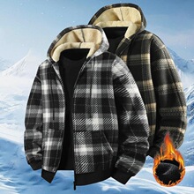L 24476 Striped Plaid Fleece Hoodie �l�y���e�l�� �W���L���