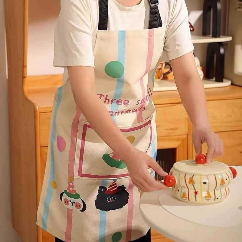 若者のファッションエプロン新しいかわいいエプロン防水耐油キッチンホーム作業服調理つなぎ服|undefined