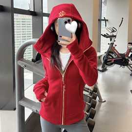 lulu同款SCb修身卫衣 瑜伽服外套休闲运动加绒长袖上衣女士带标