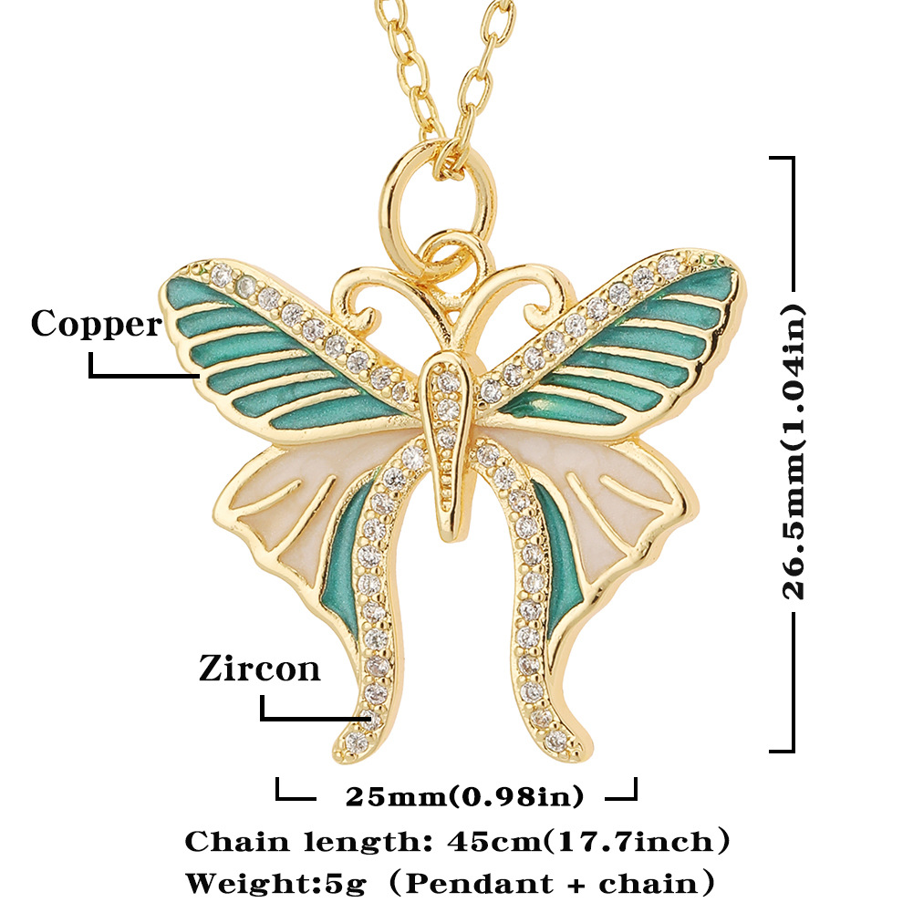 Fashion Butterfly Copper Inlay Zircon Necklace