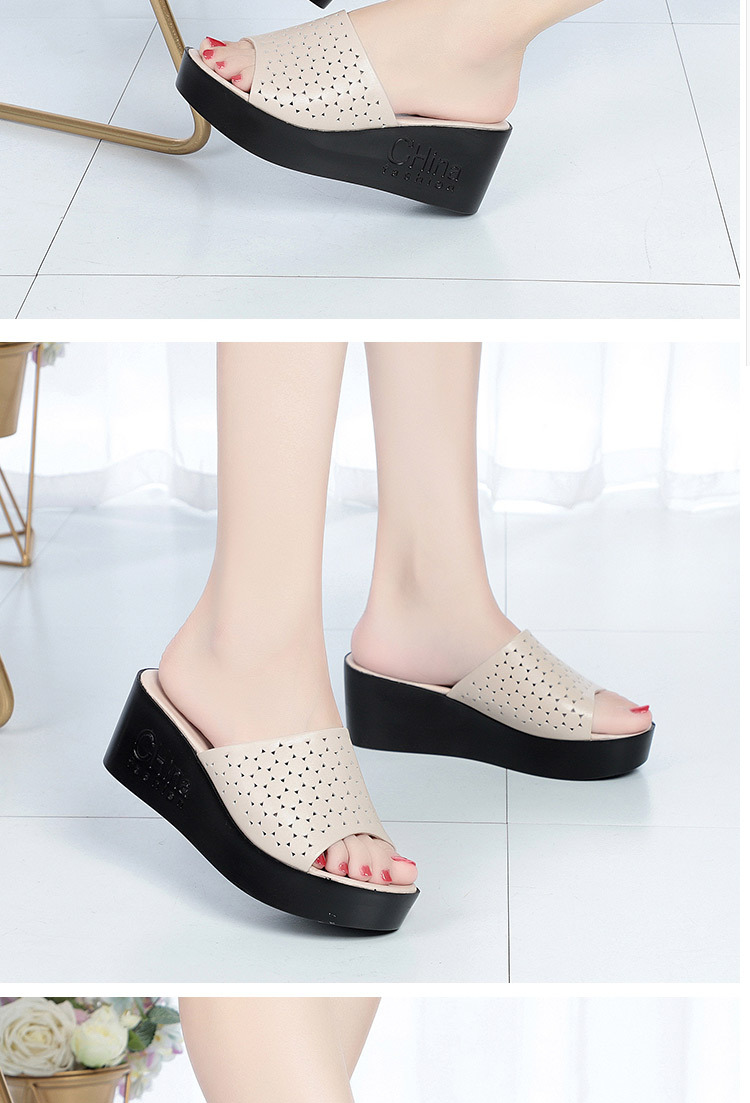 Dép lê đế xuồng nữ đế dày mềm mại, gót cao khoảng 5–7 cm, phong cách mùa hè — Đỏ rượu chi tiết 11