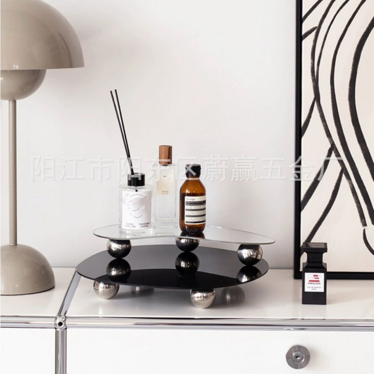 Organizador de escritorio acrílico con forma de frijol para aromaterapia y cosméticos, decoración coreana chic al por mayor