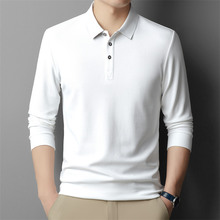 男装秋款翻领长袖T恤男2024时尚韩版中青年休闲简约男士打底衫