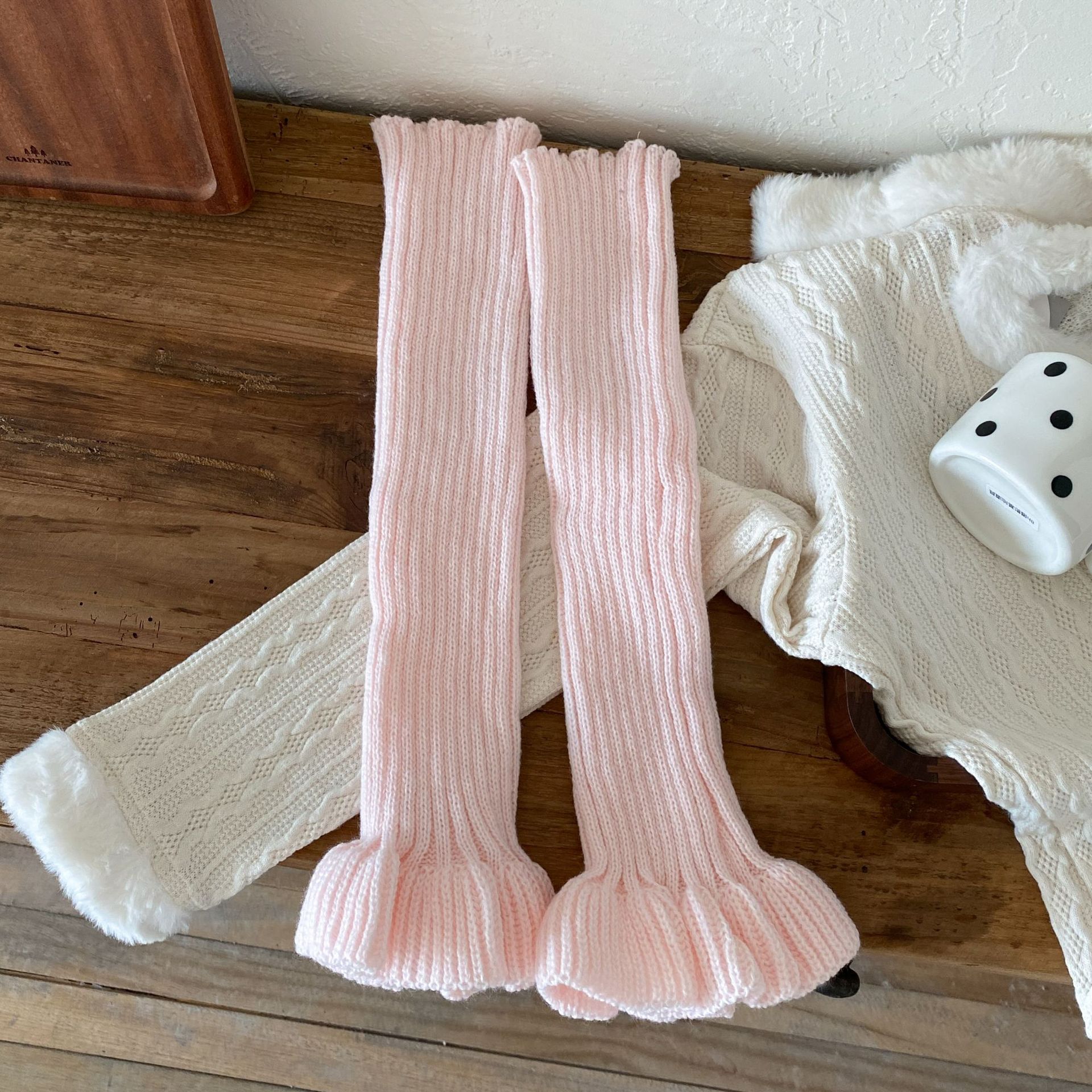 Leg Warmers Cotton Socks Autumn And Winter Solid Color Stacked Socks Vertical Striped Knitted Trumpet Ballet Style Thickened Wool Calf Leg Covers_voghion.com