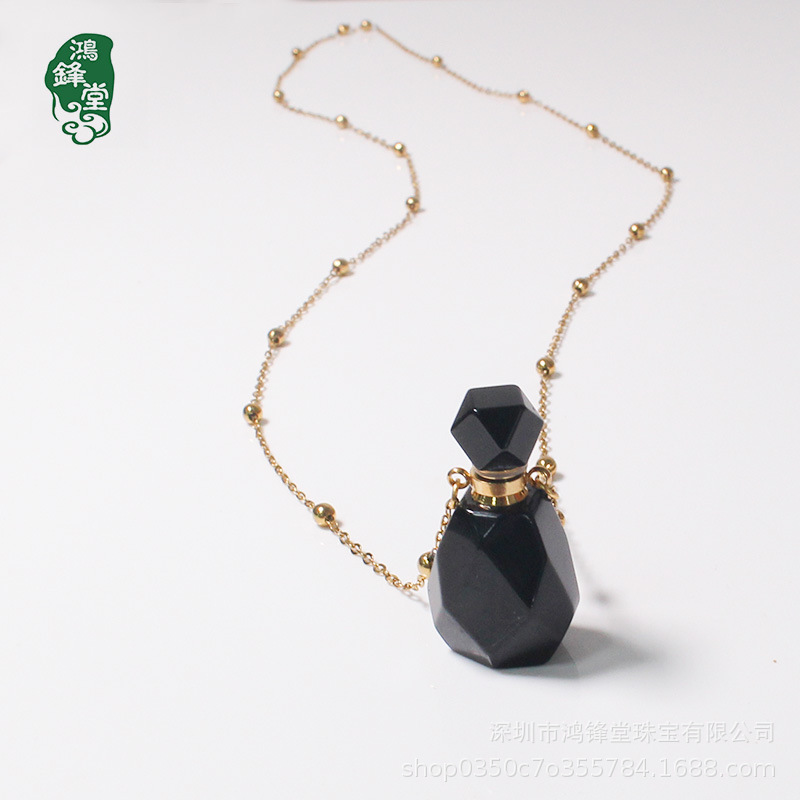 天然水晶香水瓶ネックレス香水精油瓶女性用ペンダント空瓶ギフト彼女用銀飾品招き猫チェーン