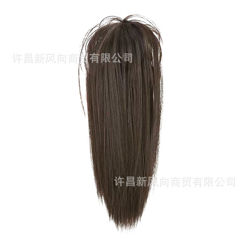 Waterfall hair half-tied high ponytail wig for women with long hair, girly feeling, light and fluffy, high skull fountain, chicken coop head